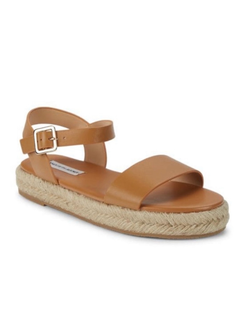 NWOT Saks Fifth Avenue Liz Leather Espadrille Sandals Tan/Cream Size 7
